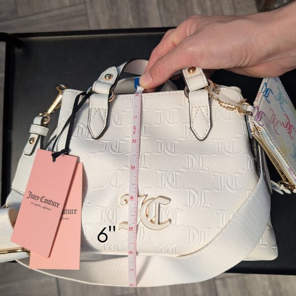 Juicy Couture, Mini Crossbody Bag White Debossed + Card Holder, Ret $79, NWT - Picture 11 of 12